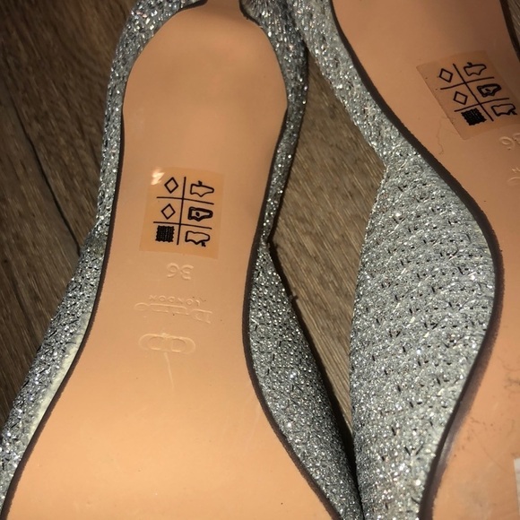 𝅺dune London Silver Sparkle Glitter Mule Heels w Bow Accent - New EU 36 US 5 - Picture 5 of 7